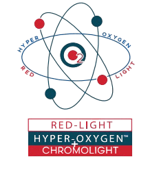 Red and blue molecule illustration